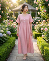 Pink Star Print Bow Maxi Nightdress