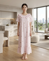 Teddy Bear Print Ruffle Maxi Nightdress