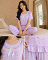 Floral & Butterfly Print Korean Nightwear Set
